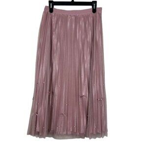 Amber Sky Pleated Chiffon Balletcore Skirt Bows Size XL Romantic Academia
